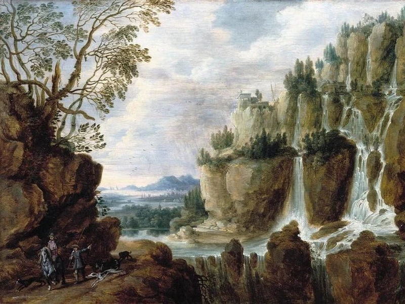1595-Lucas van Uden - Paesaggio alpino